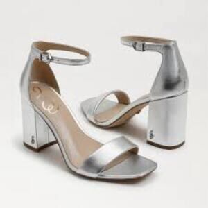 Sam Edelman 8 Daniella Heel in Silver Leather